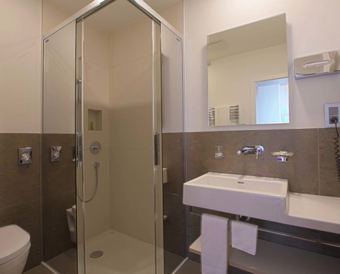 Single room bathroom at Hotel Bellevue Interlaken Switzerland