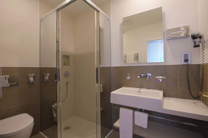 Single room bathroom at Hotel Bellevue Interlaken Switzerland